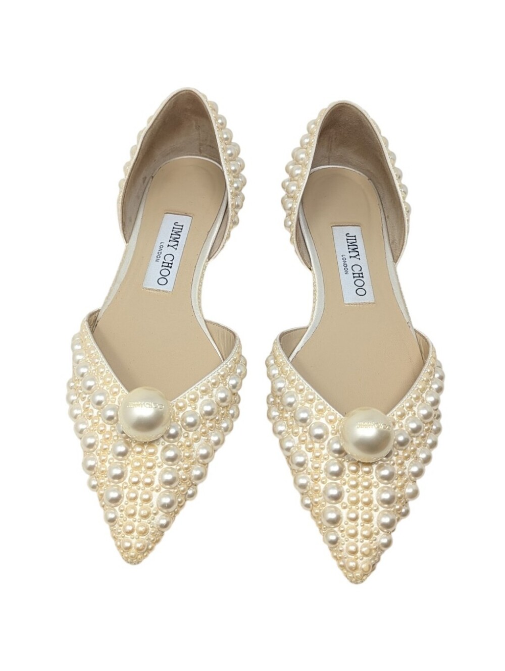 Jimmy Choo Sabine Ivory Pearl Pointed Toe D'Orsay Flat Size EU 37.5 - Picture 5 of 13
